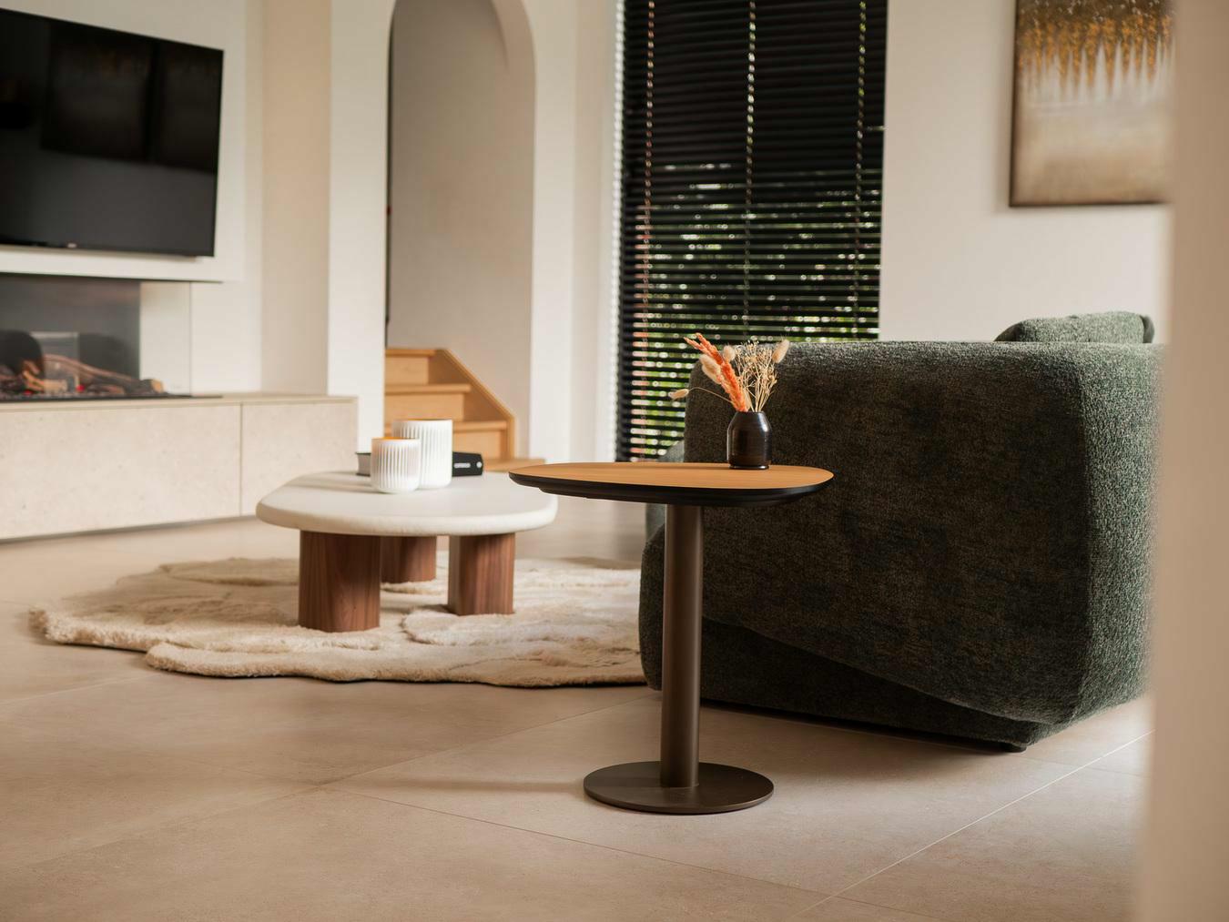 Pebble side table | Pillar coffee table | Flow sofa